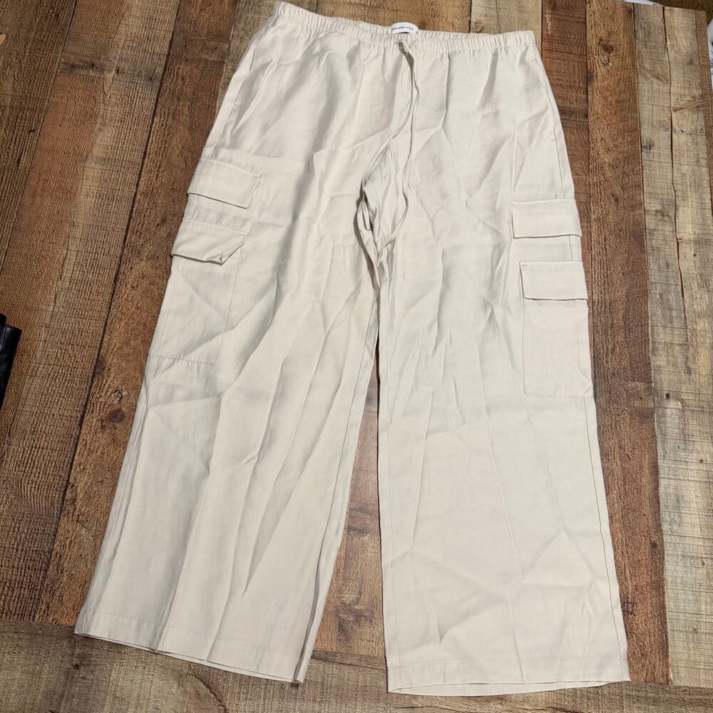 Abercrombie & Fitch Womens Khaki Baggy Cargo Pull On Pants Sz L Streetwear Baggy
